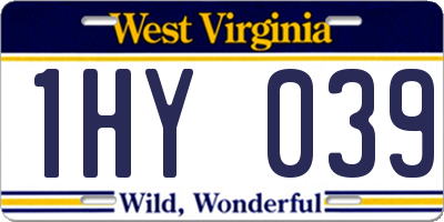 WV license plate 1HY039