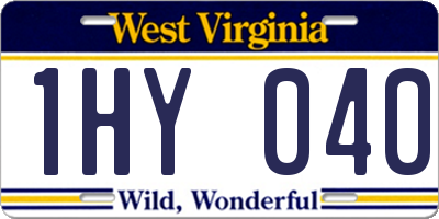 WV license plate 1HY040