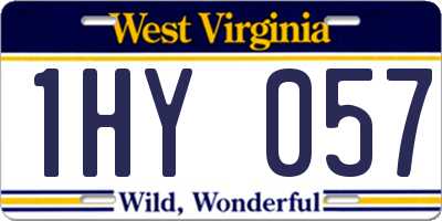 WV license plate 1HY057