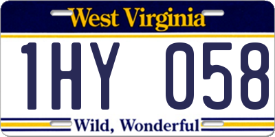 WV license plate 1HY058