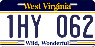 WV license plate 1HY062