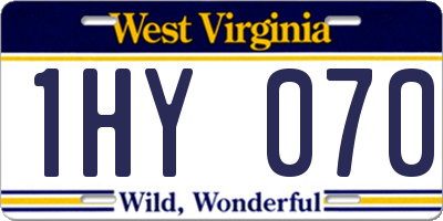 WV license plate 1HY070