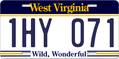 WV license plate 1HY071