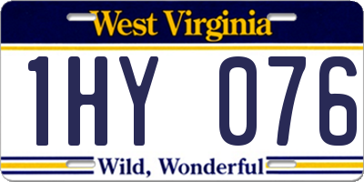 WV license plate 1HY076