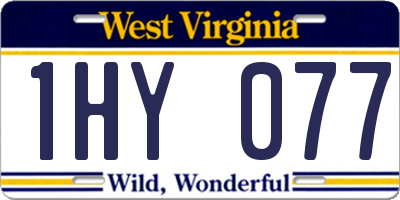 WV license plate 1HY077