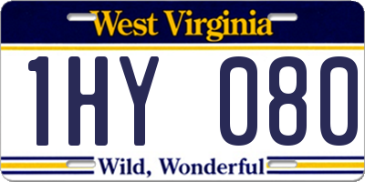 WV license plate 1HY080