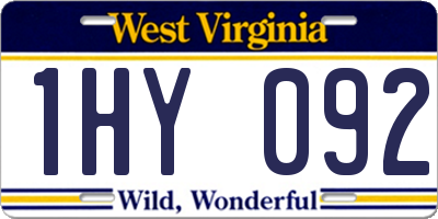 WV license plate 1HY092