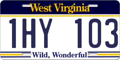 WV license plate 1HY103
