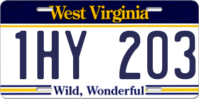 WV license plate 1HY203