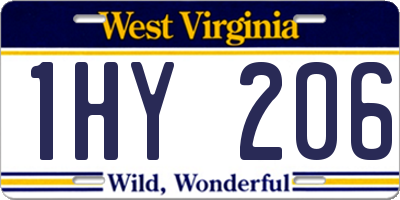 WV license plate 1HY206