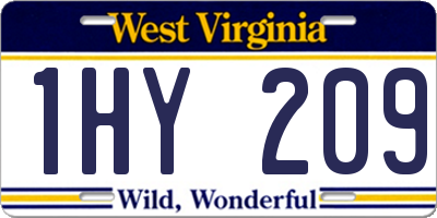 WV license plate 1HY209