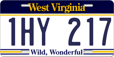 WV license plate 1HY217