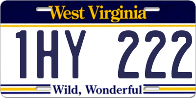 WV license plate 1HY222
