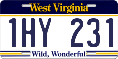 WV license plate 1HY231