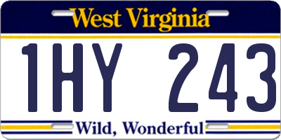 WV license plate 1HY243