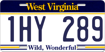 WV license plate 1HY289