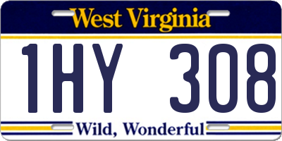 WV license plate 1HY308