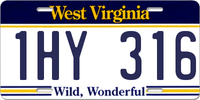 WV license plate 1HY316