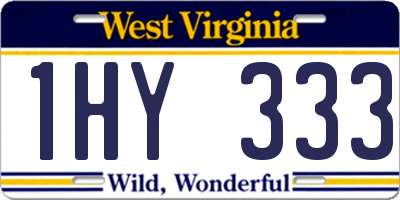 WV license plate 1HY333