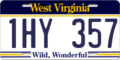 WV license plate 1HY357