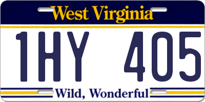WV license plate 1HY405