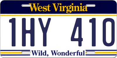 WV license plate 1HY410