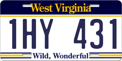 WV license plate 1HY431