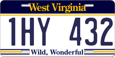 WV license plate 1HY432
