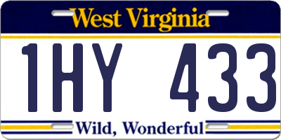 WV license plate 1HY433