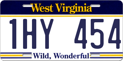 WV license plate 1HY454
