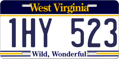 WV license plate 1HY523