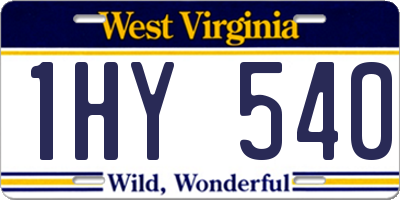 WV license plate 1HY540