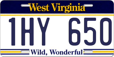 WV license plate 1HY650