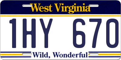WV license plate 1HY670