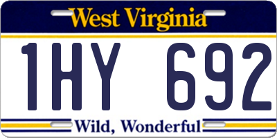 WV license plate 1HY692