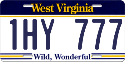 WV license plate 1HY777