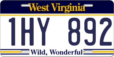WV license plate 1HY892