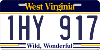 WV license plate 1HY917