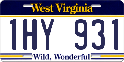 WV license plate 1HY931