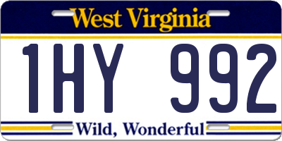 WV license plate 1HY992