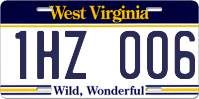 WV license plate 1HZ006