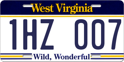 WV license plate 1HZ007