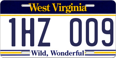 WV license plate 1HZ009