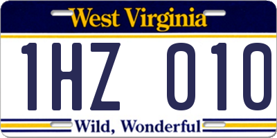 WV license plate 1HZ010