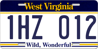 WV license plate 1HZ012