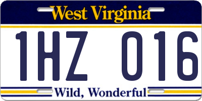 WV license plate 1HZ016