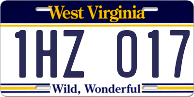 WV license plate 1HZ017