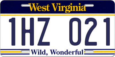 WV license plate 1HZ021