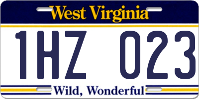 WV license plate 1HZ023