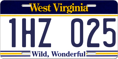 WV license plate 1HZ025